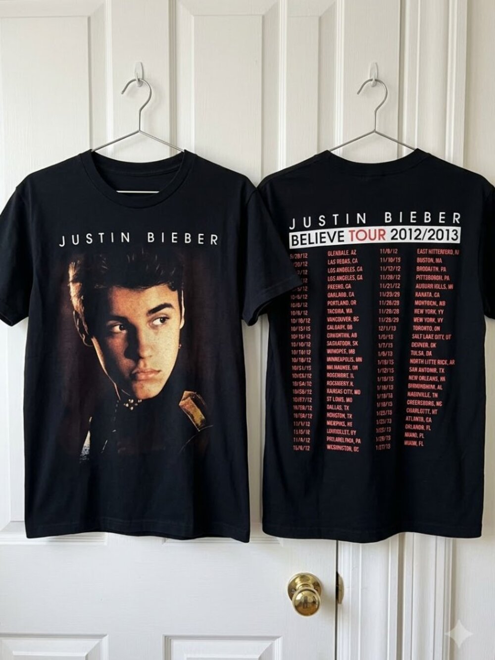 Justin Bieber Believe Tour 2012 2013 T Shirt Concert Black Double Sided